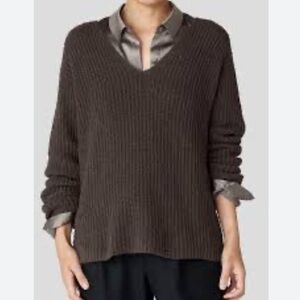 Eileen Fisher🎉host pickx2🎉🎈 NWT v neck ribbed cotton and cashmere Fluff sweater